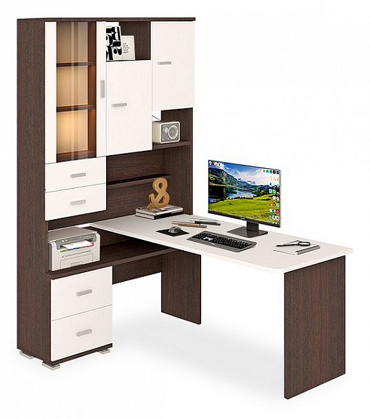 Стол компьютерный Домино СР-620/160 Белый/Венге левый - Вид 1