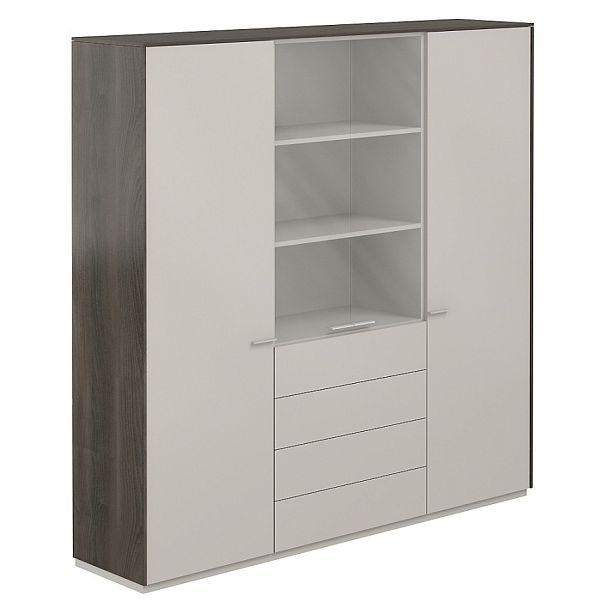 Шкаф для одежды 600 - 2шт. + Шкаф высокий 800 со стеклом прозр.,, 4 ящ., Atlas обвязка BT, фасады GS - Вид 1
