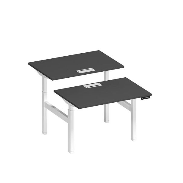 Рабочая станция на электроприводе с заглушками Elevo А2 БГ 101 АР антрацит премиум / белый гладкий - Вид 1