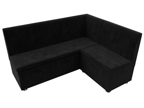 Кухонный угловой диван Уют правый (полностью велюр черный) - Вид 5