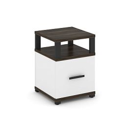 Concept Тумба приставная 1 распаш. фасад с надставкой CN.TUP-006 W Дуб Мали/Белый Бриллиант/Металл Черный 420*420*750 - Фото предпросмотра