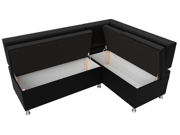 Кухонный уголок Стайл правый (полностью экокожа черная) - Вид 7