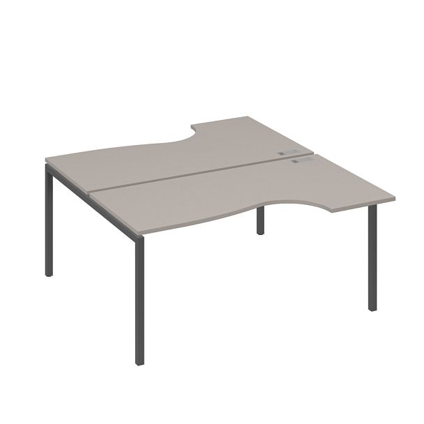 Рабочая станция DUE (2х160) столы эргономичные Классика A4 А4 Б2 185 БП мокко премиум / металлокаркас антрацит - Вид 1