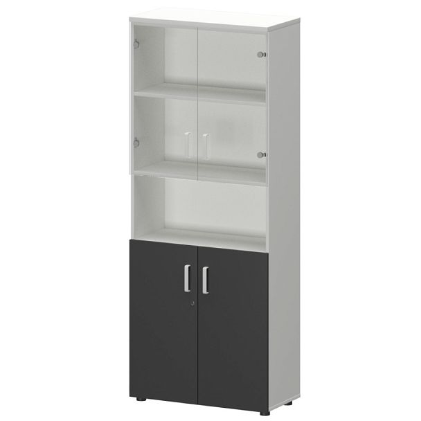 Шкаф СМШ-58Д2С2 Тип1 Белый/Графит 792x380x1990 Смарт - Вид 1