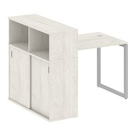 Metal System Quattro Стол письменный с шкафом-купе на О-образном м/к 40БО.РС-СШК-3.1 Т Дуб наварра/Серый металл 1410*1120*1098 - Фото предпросмотра