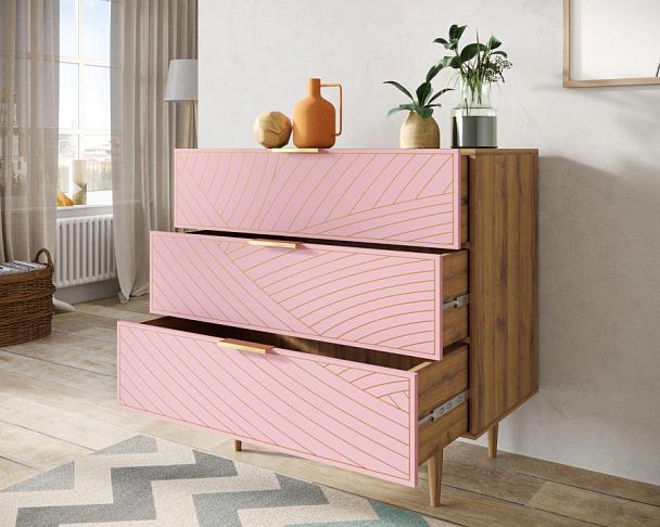 Комод с тремя ящиками Line LN12/GR1/pink - Вид 2