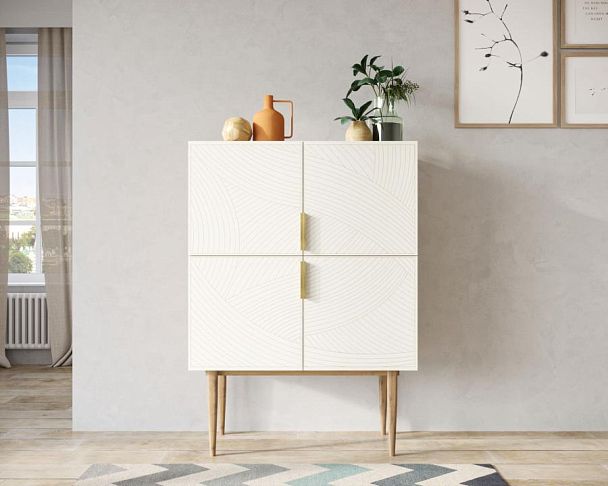 Малый комод с четырьмя дверками на высоких ножках Line LN13/GR1/beige - Вид 4