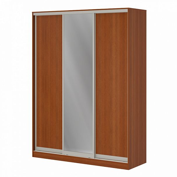 Шкаф купе 1,8 м с одной зеркальной и двумя ЛДСП дверями "Система-M" ПК-ШК-КМШ240х180Д2/СЗ1-В1-35 миланский орех светлый - Вид 1