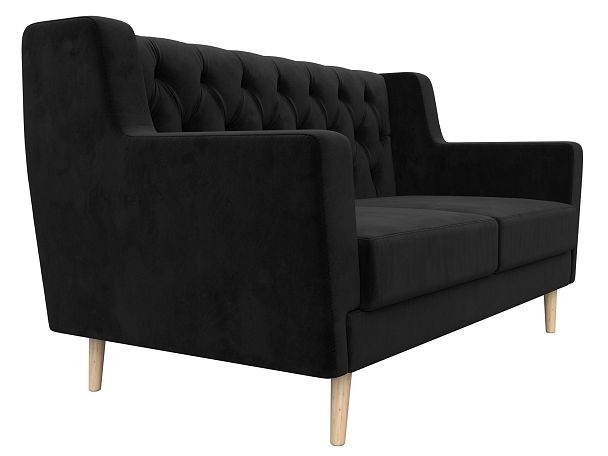 Прямой диван Брайтон 2 Люкс (полностью велюр черный) - Вид 3