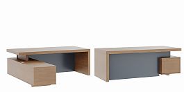 Стол письменный с тумбой большой Concept 220x204x76 дуб капучино - Фото предпросмотра