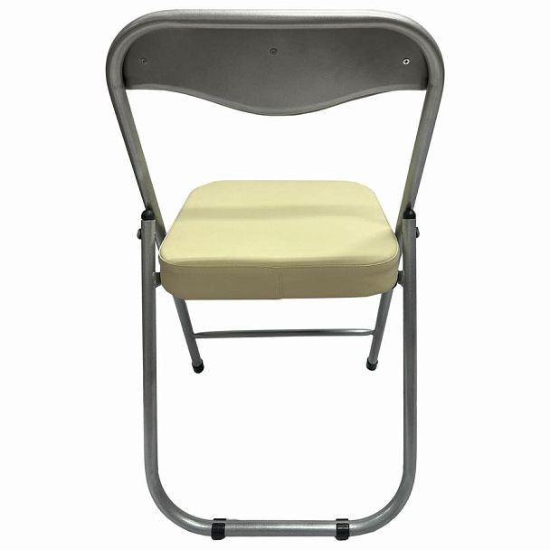Стул складной для дома и офиса РС04К комфорт, серебристый каркас, кожзам бежевый - Вид 6