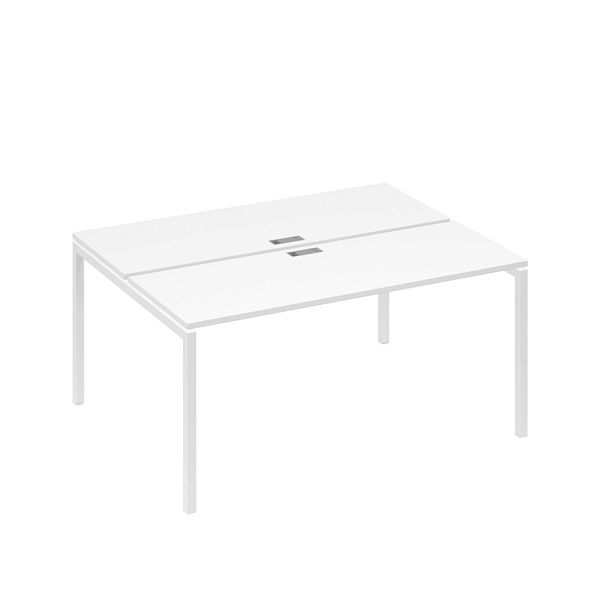 Рабочая станция 2х160 на опорах DUE A4 А4 Б2 172 БП белый премиум / металлокаркас белый - Вид 1