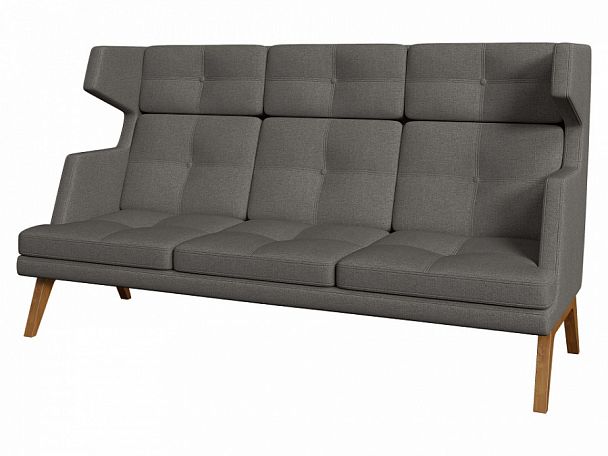 Диван 3-местный высокий Беверли  2050x940x1170 ткань tempo 9 темно-серый "Мягкая мебель для кабинета" ТК-002920003059 темно-серый - Вид 1