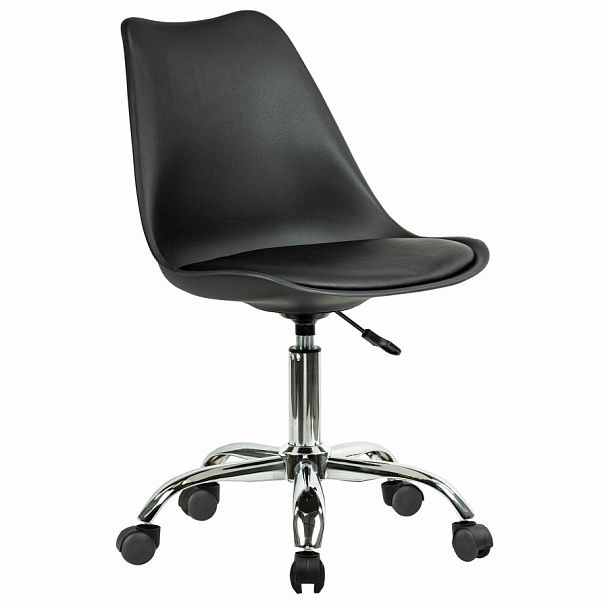 Кресло стул BRABIX "Eames MG-310 CH", хром, пластик черный, экокожа черная, 532925 - Вид 2