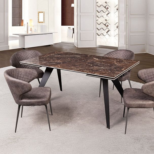 Стол раскладной Grant (160+80), мрамор испанская керамика черный - Вид 7