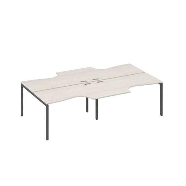 Рабочая станция с каркасом DUE 4х140 столы Классика A4 А4 Б2 184-2 БП дуб / металлокаркас антрацит - Вид 1