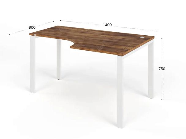 TANDEM RTD075-MK-140R-SH Стол угловой на металлокаркасе правый 1400х900х750 Таксония шоколадная/Белы - Вид 2