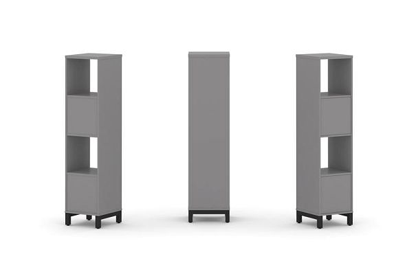 Стайл Проджект Набор стеллажа одностороннего, 4 яруса SN.NS-411 Серый Пепел/Металл Черный 387*400*16 - Вид 1