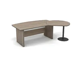 БЕРЛИН / BERLIN Стол руководителя с брифингом правый 2550х1500х760 Шорвуд/Серый - Фото предпросмотра