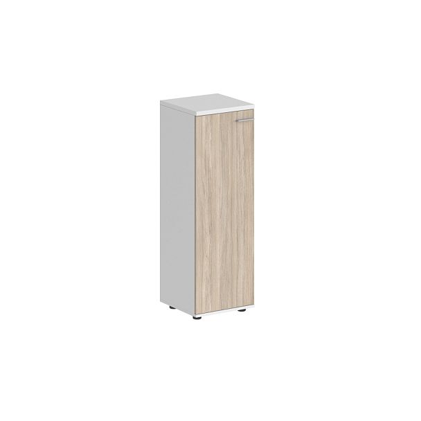 Шкаф средний 400х400х1200, 1 дв., з.ст HDF, левый / корпус: белый; фасад: дуб светлый Сигма / Sigma - Вид 1