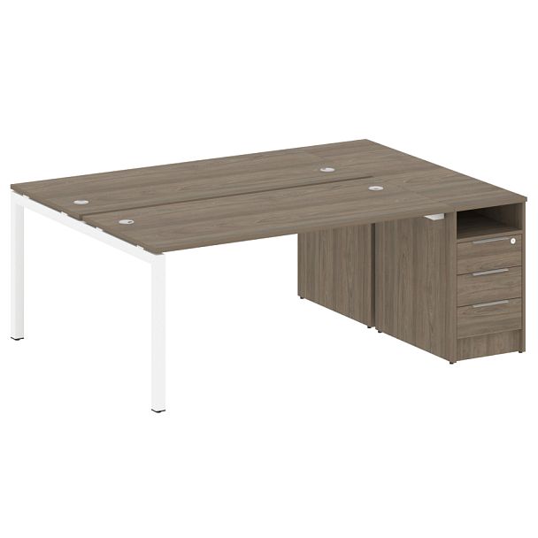 Metal System Quattro Р. ст. с тумбой на П-образном м/к 50БП.РС-СТП-2.4 Вяз/Белый металл 2012*1475*750 - Вид 1