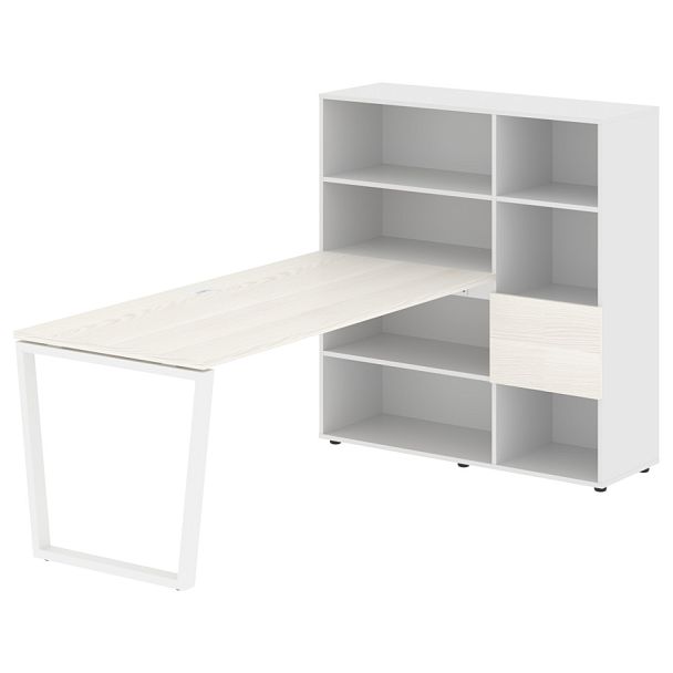 Стол-стеллаж EVRST 1217 Ясень Траун/Белый/Белый 2190х1250х1355 EDIS - Вид 1