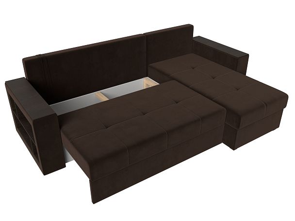 Диван угловой Дубай Лайт угол правый (полностью микровельвет коричневый) - Вид 8