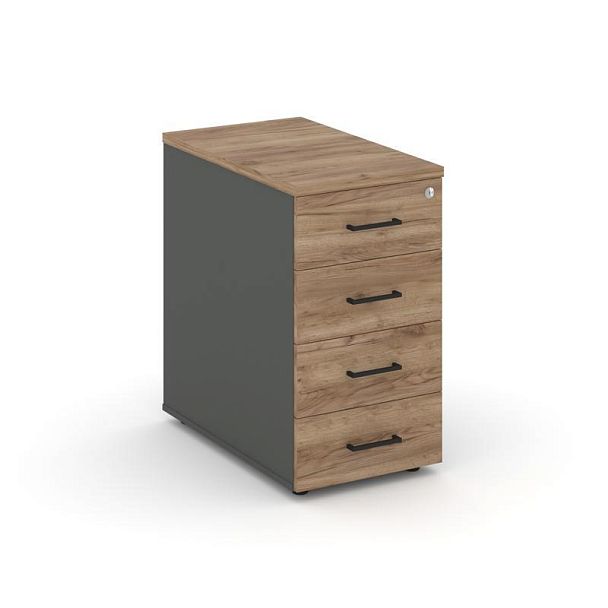 Стайл Проджект Тумба опорная/приставная SN.TOP-001 Антрацит/Дуб Табак/Черный Ручки 416*600*750 - Вид 1