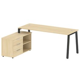 Metal System Р. ст. с тумбой на А-образном м/к БА.РС-СТС-2.5 (L) Акация/Антрацит металл 1900*1520*750 - Фото предпросмотра