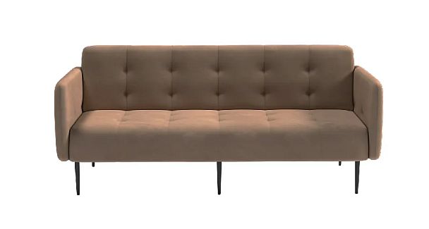 Monaco диван-кровать прямой с подлокотниками, трехместный, велюр бежевый Velutto 23 - Вид 2