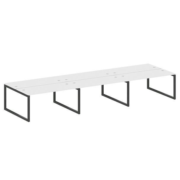 Metal System Quattro Р. ст. на 6 раб. места на О-образном м/к 50БО.СМ-6.4 Белый/Антрацит металл 4800*1475*750 - Вид 1