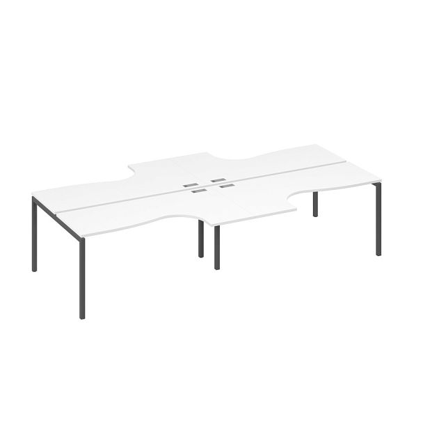 Рабочая станция со столами DUE (4х160) Классика A4 А4 Б2 182-2 БП белый премиум / металлокаркас антрацит - Вид 1