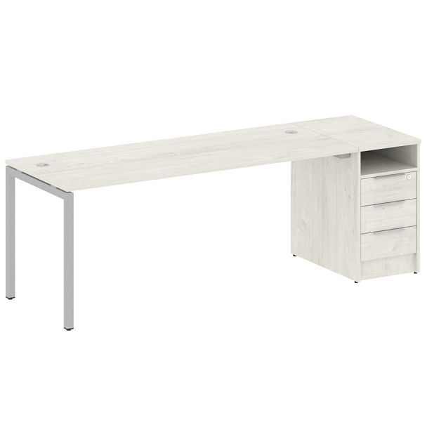 Metal System Quattro Р. ст. с тумбой на П-образном м/к 40БП.РС-СТП-1.5 Дуб наварра/Серый металл 2212*720*750 - Вид 1