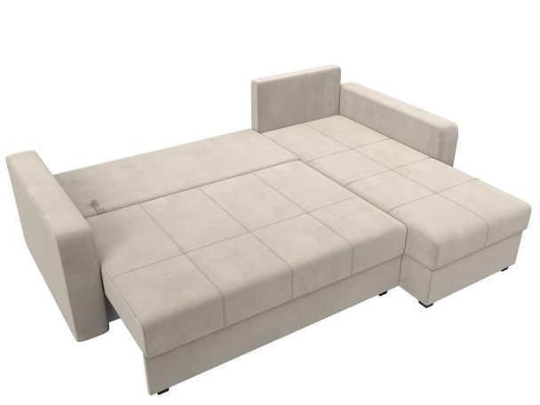 Диван угловой Ливерпуль Лайт правый угол Микровельвет бежевый - Вид 8