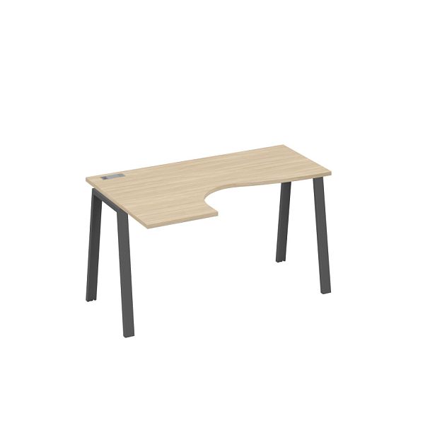 Стол эргономичный левый "Классика" на металлокаркасе TRE A4 А4 Б3 033 БП дуб скандинавский / металлокаркас антрацит - Вид 1