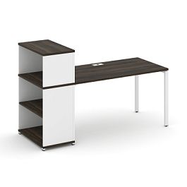 Concept Стол рабочий с опорным стеллажом с надставкой низ. CN.SP-211 Дуб Мали/Белый Бриллиант/Металл Белый 1800*720*1140 - Фото предпросмотра
