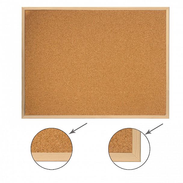 Доска пробковая для объявлений 90х120 см, деревянная рамка, ГАРАНТИЯ 10 ЛЕТ, РОССИЯ, BRAUBERG, 236861 - Вид 3