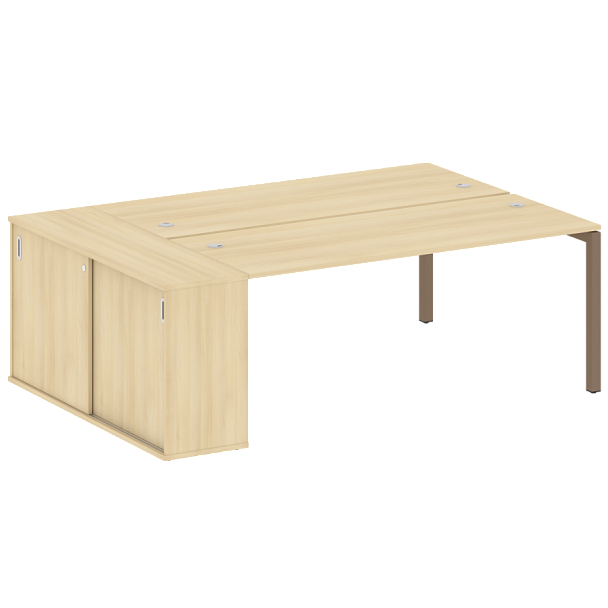 Metal System Quattro Р. ст. с шкафом-купе на П-образном м/к 50БП.РС-СШК-1.5 Т Акация/Мокко металл 2210*1475*750 - Вид 1