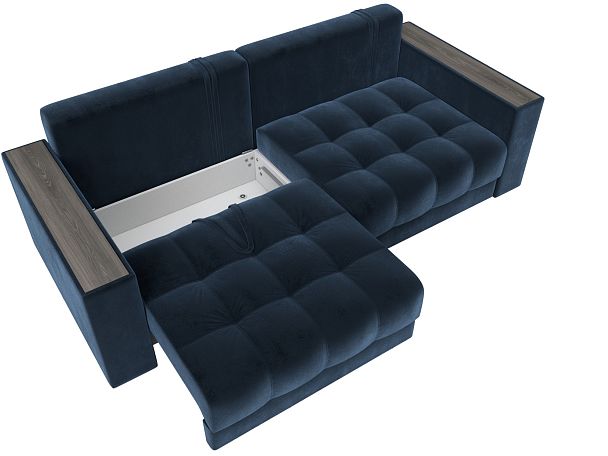 Диван прямой с декором Лига-049 НПБ Велюр синий - Вид 7