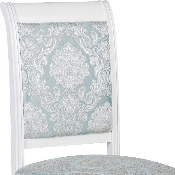 Стул деревянный с мягким сиденьем Бармс Белая эмаль серебрянная патина/Бирюзовый жаккард - Вид 8