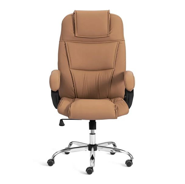 Кресло Бергамо/Bergamo хром (22), кож/зам, св.-коричневый - Вид 5