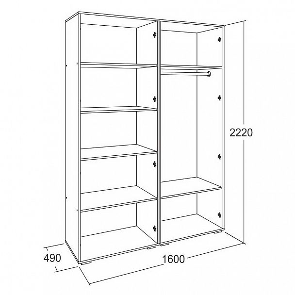Шкаф 4-х дверный для одежды и белья "Ольга 17" - Вид 2