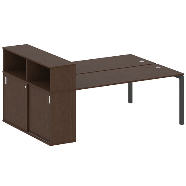 Metal System Quattro Р. ст. с шкафом-купе на П-образном м/к 50БП.РС-СШК-2.5 Т Венге/Антрацит металл 2210*1475*1098 - Вид 1