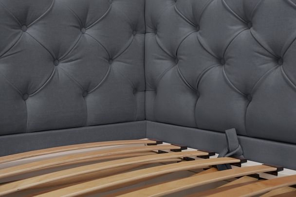 Кровать «Порше», каретная стяжка с доп. спальным местом, серая - Вид 5