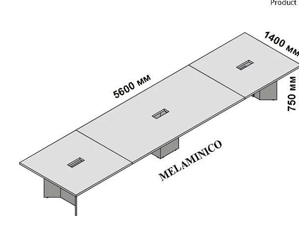 Elite Большой составной стол для переговоров 560x140 см (меламин) 174130 Чёрный тополь PIOPPO MORO Cod. 63 Elite кабинет руководителя  черный - Вид 1