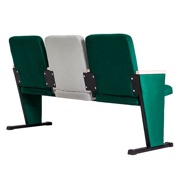 Театральная секция трехместная, велюр Remy 81+Remy 69, бук морилка белая - Вид 6