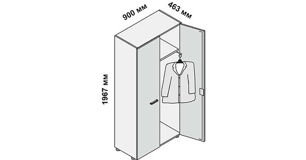 Шкаф-гардеробная Iulio  с замком с перекладиной для одежды 158748 L.90 x p.46,3 x H.196,7 COD. 30 NO "Офисные шкафы для одежды"  ТК-002989000089 орех - Вид 1