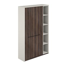 Шкаф высокий (для одежды) со стеллажом, 1240х410х1994 / корпус: жемчужно-серый, фасады: дуб адриа Риф / Reef - Фото предпросмотра