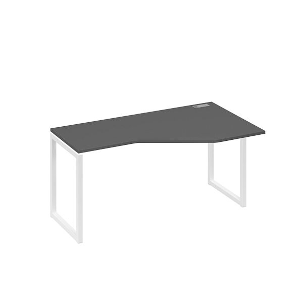 Стол эргономичный правый "Техно" на металлокаркасе QUATTRO A4 А4 Б4 056 БП антрацит премиум / металлокаркас белый - Вид 1