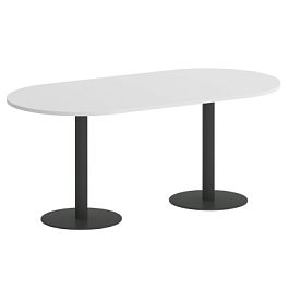 Home Office Стол овальный VR.SP-5-180.1 Белый бриллиант/Антрацит металл 1800*900*753 - Фото предпросмотра